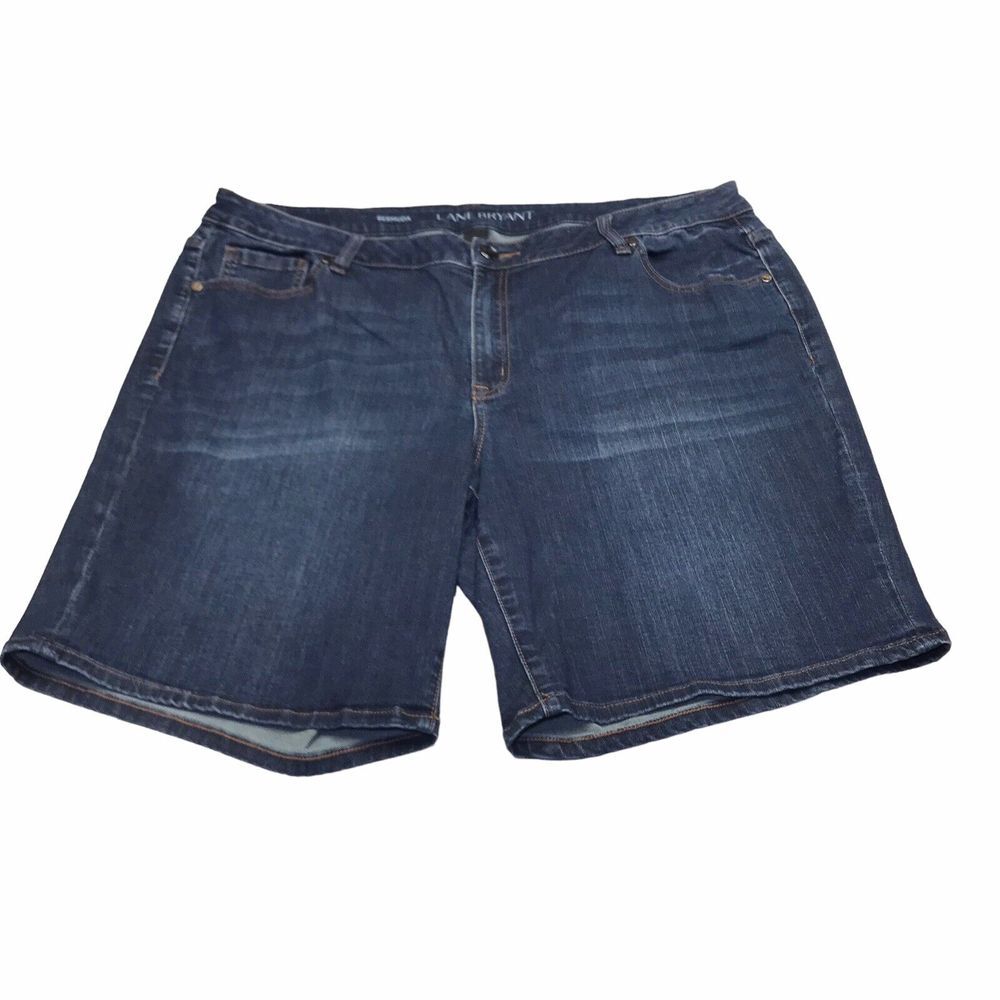 Lane Bryant Womens Jean Shorts size 22 Bermuda stretch denim High-rise blue
